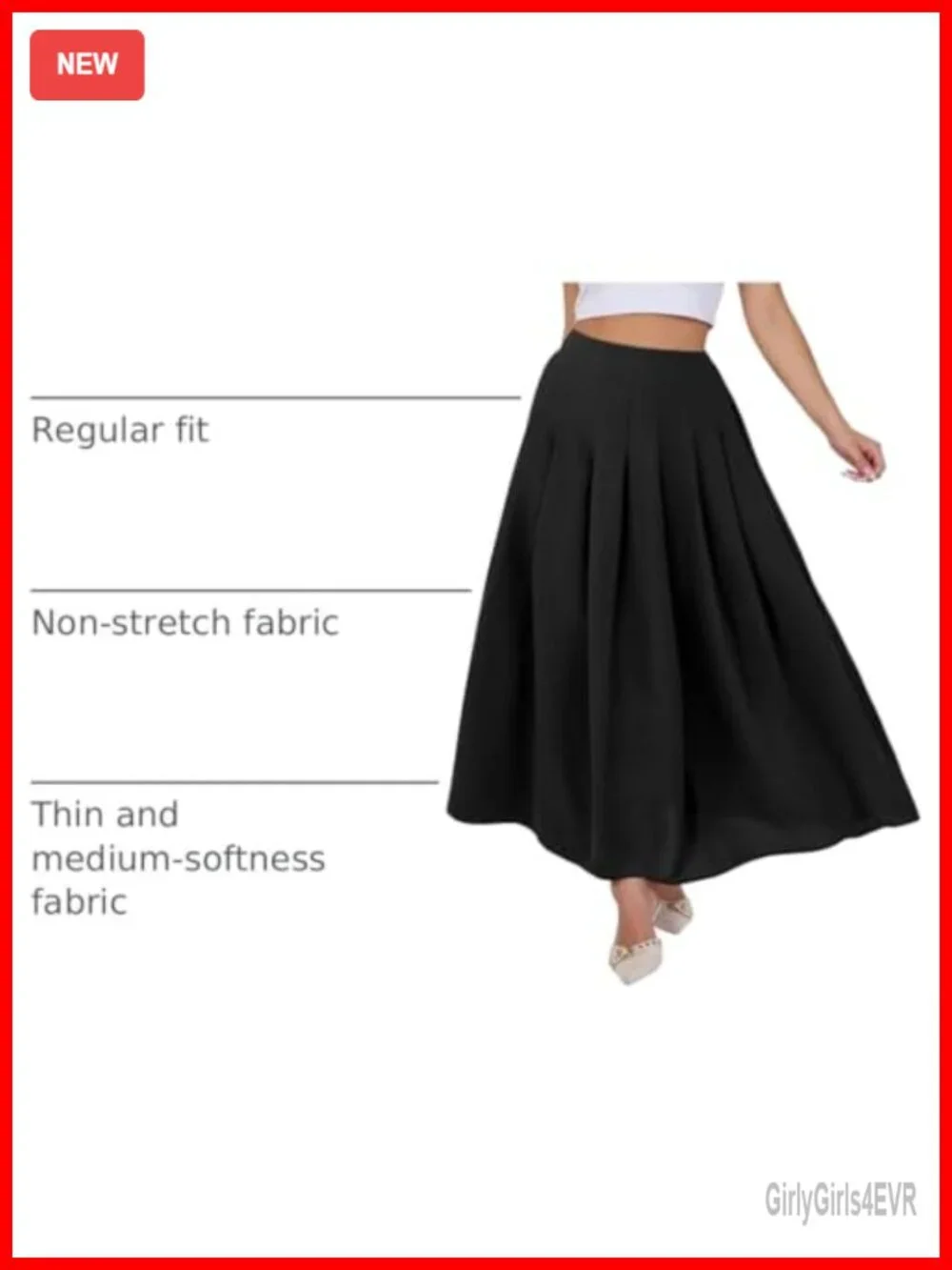 Womens Pleated Maxi Skirt High Waisted Ankle Length Pockets 100% Polyester